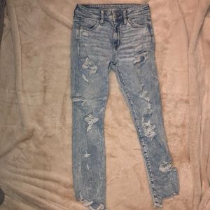 Ripped Acid Wash High Waisted Jeans